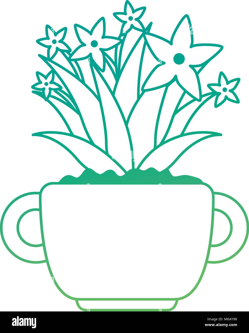 beautiful houseplant with flowers in pot Stock Vector Image & Art - Alamy