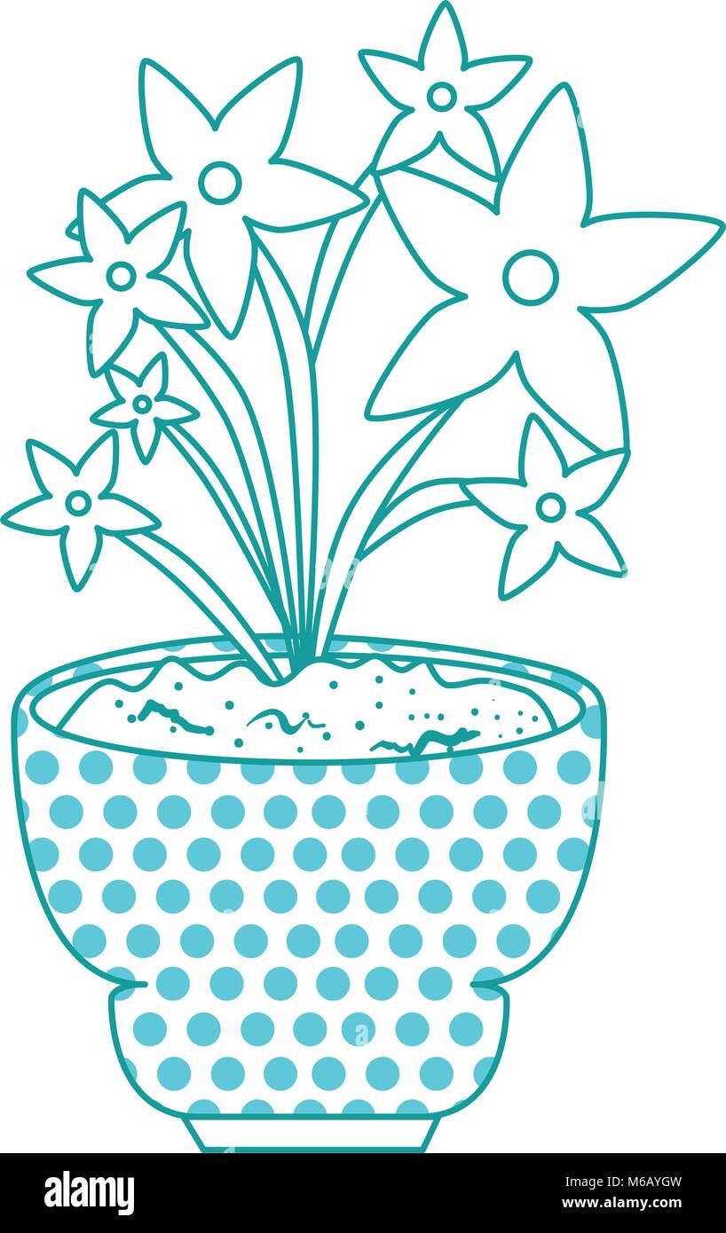 beautiful houseplant with flowers in pot Stock Vector Image & Art - Alamy