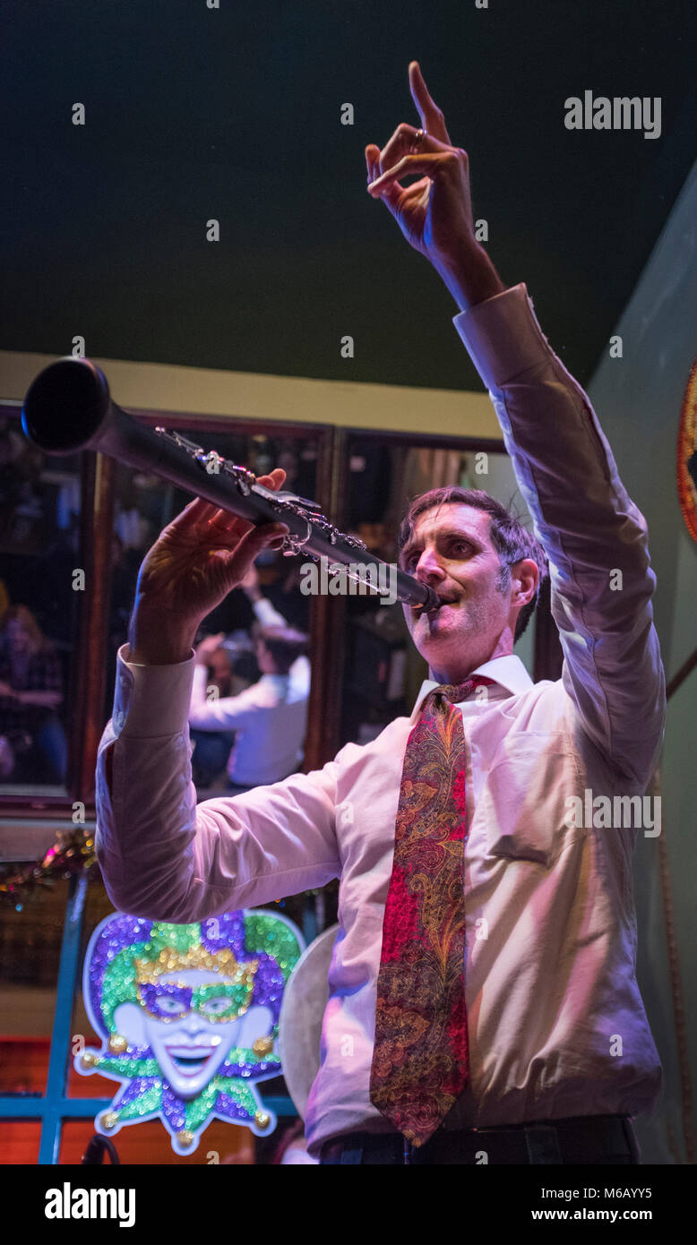 Jazz player performing at the Spotted Cat, New Orleans