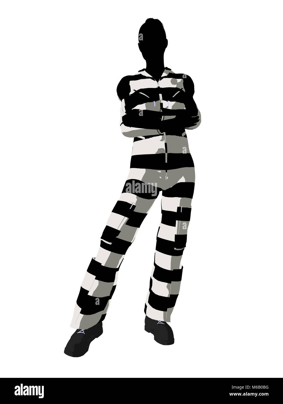 Female criminal on a white background Stock Photo - Alamy