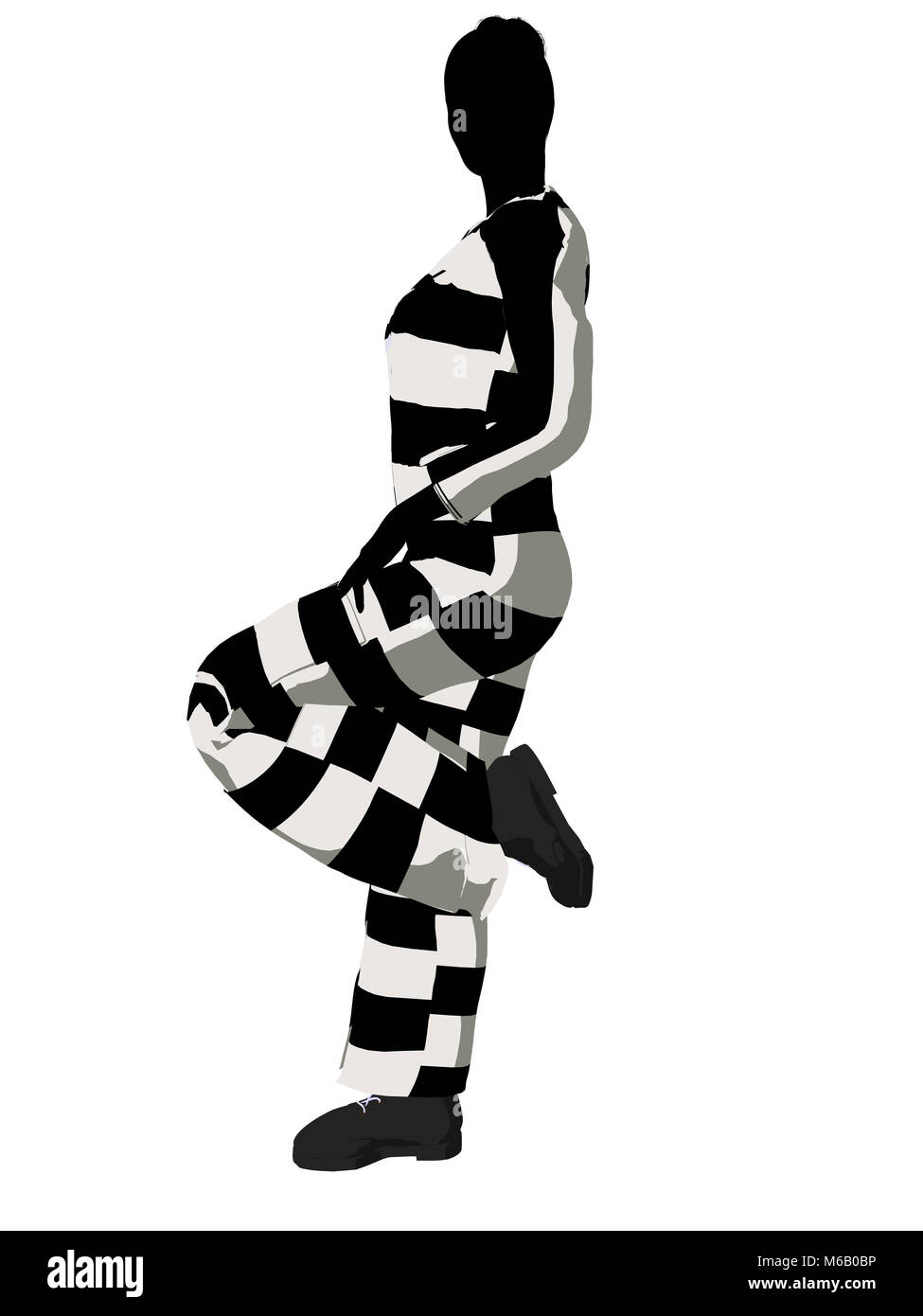 Female criminal on a white background Stock Photo - Alamy
