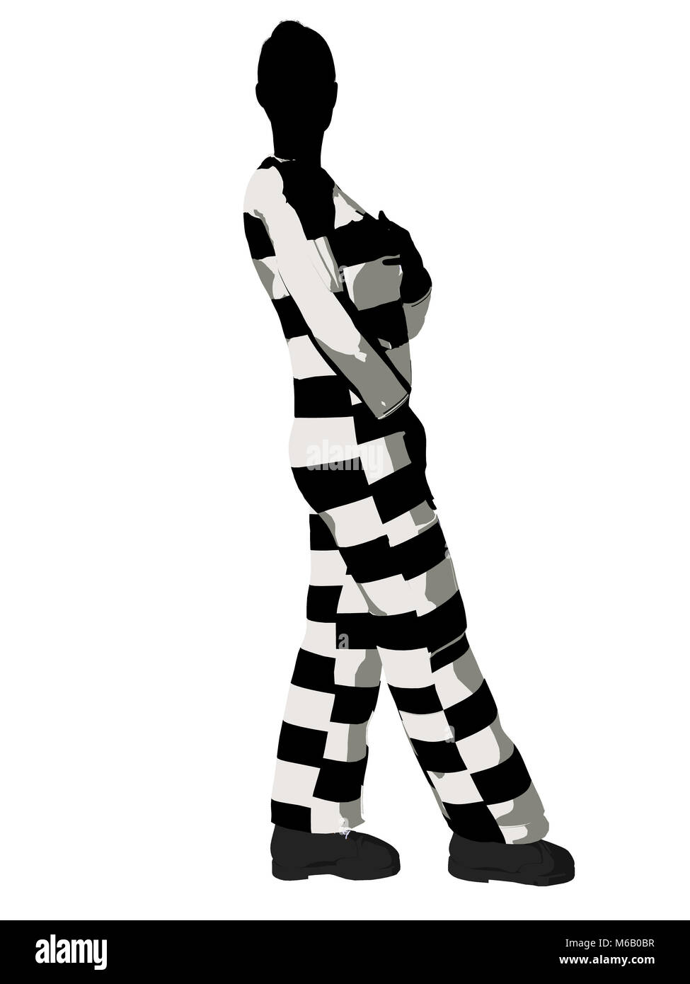 Female criminal on a white background Stock Photo - Alamy