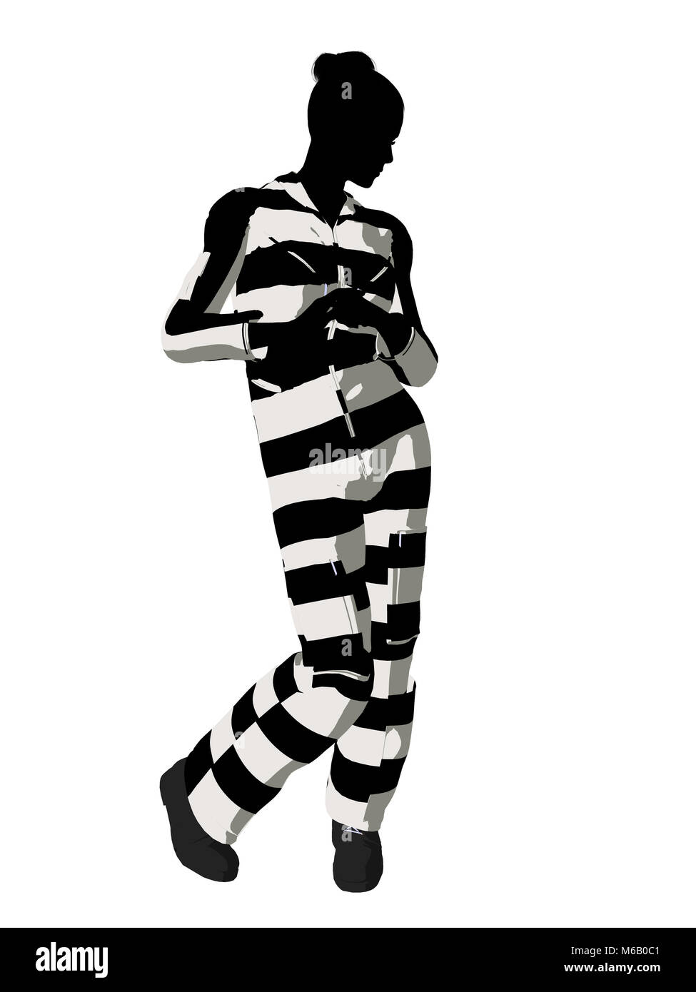 Female criminal on a white background Stock Photo - Alamy