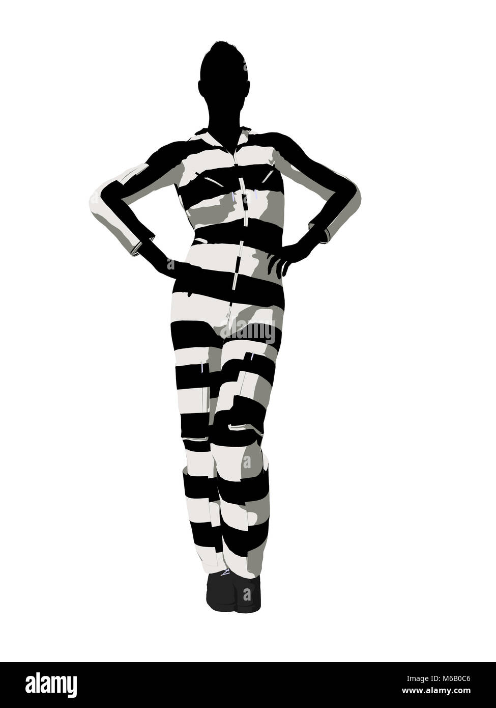 Female criminal on a white background Stock Photo - Alamy