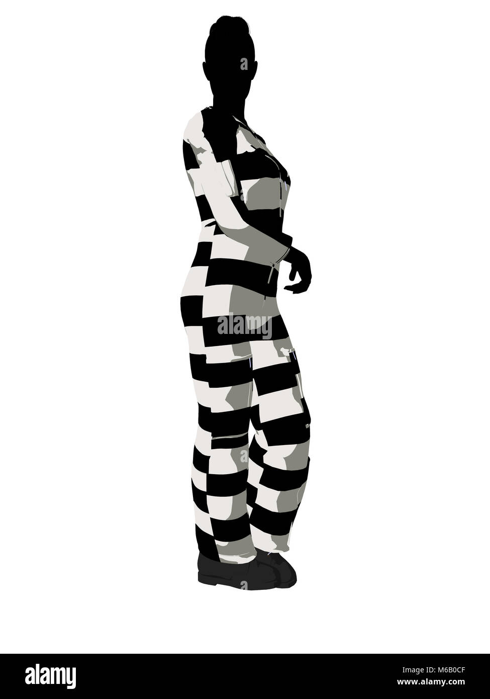 Female criminal on a white background Stock Photo - Alamy