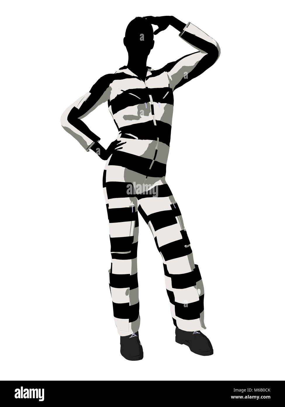 Female criminal on a white background Stock Photo - Alamy