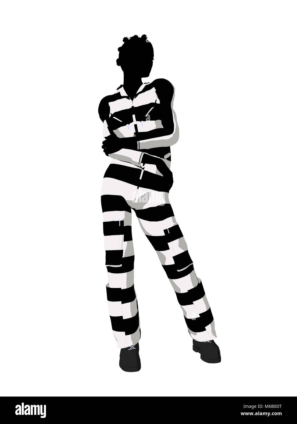 African american female criminal on a white background Stock Photo - Alamy