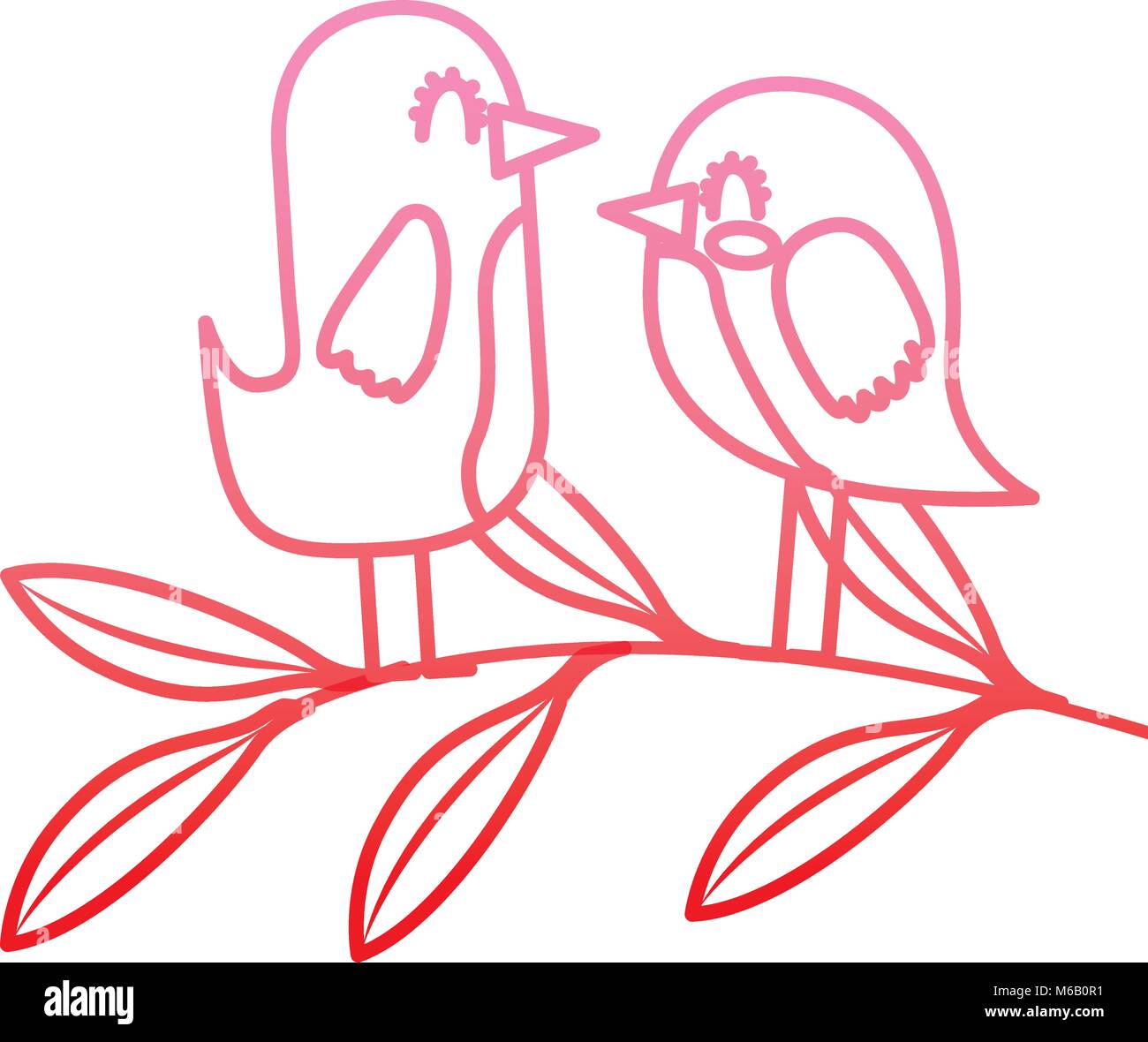 cute couple birds together in tree branch Stock Vector Image & Art - Alamy