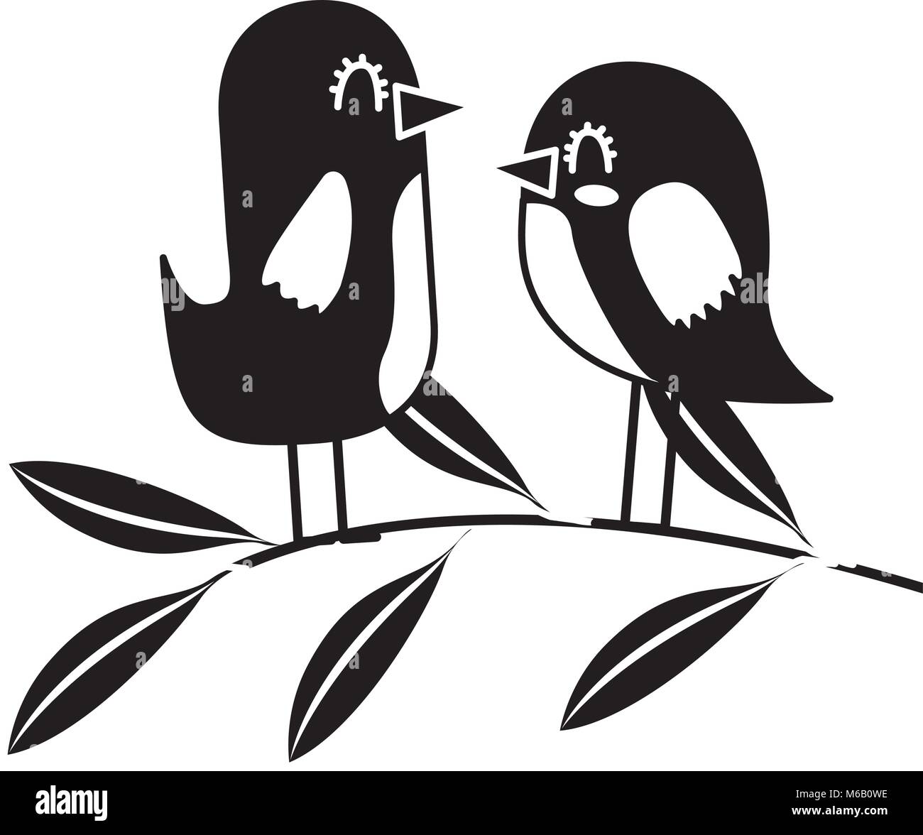 cute couple birds together in tree branch Stock Vector Image & Art - Alamy