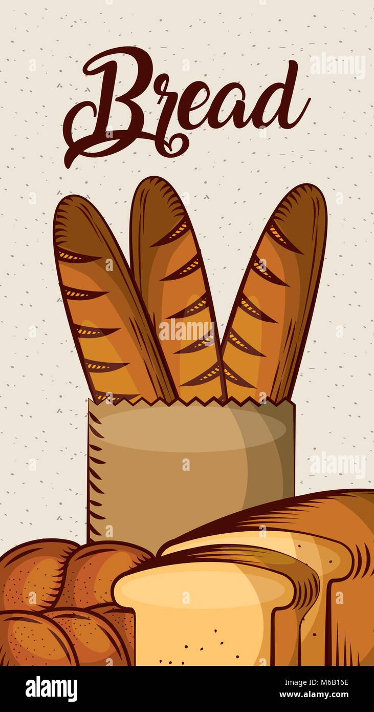 Bread Fresh Bakery Baguette Toast Vertical Banner Stock Vector Art