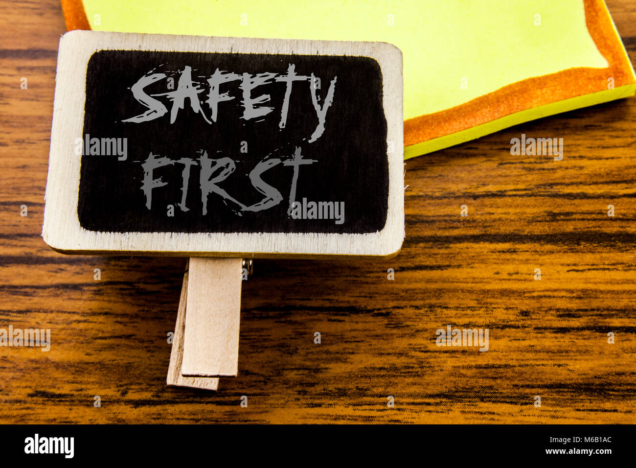 Warning Text Safety First Handwritten text showing Safety First. Business concept for Safe ...