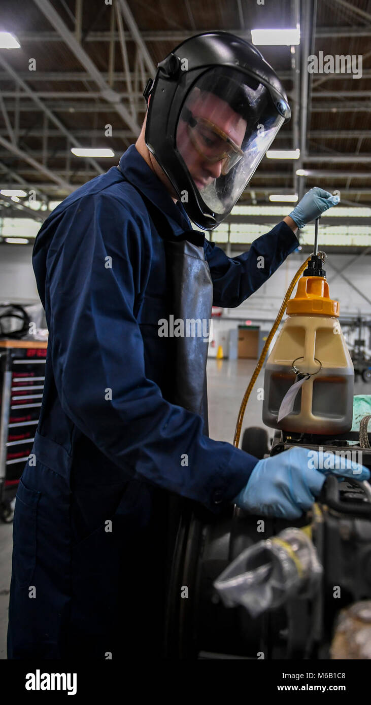 Aerospace ground equipment technicians conduct an annual safety