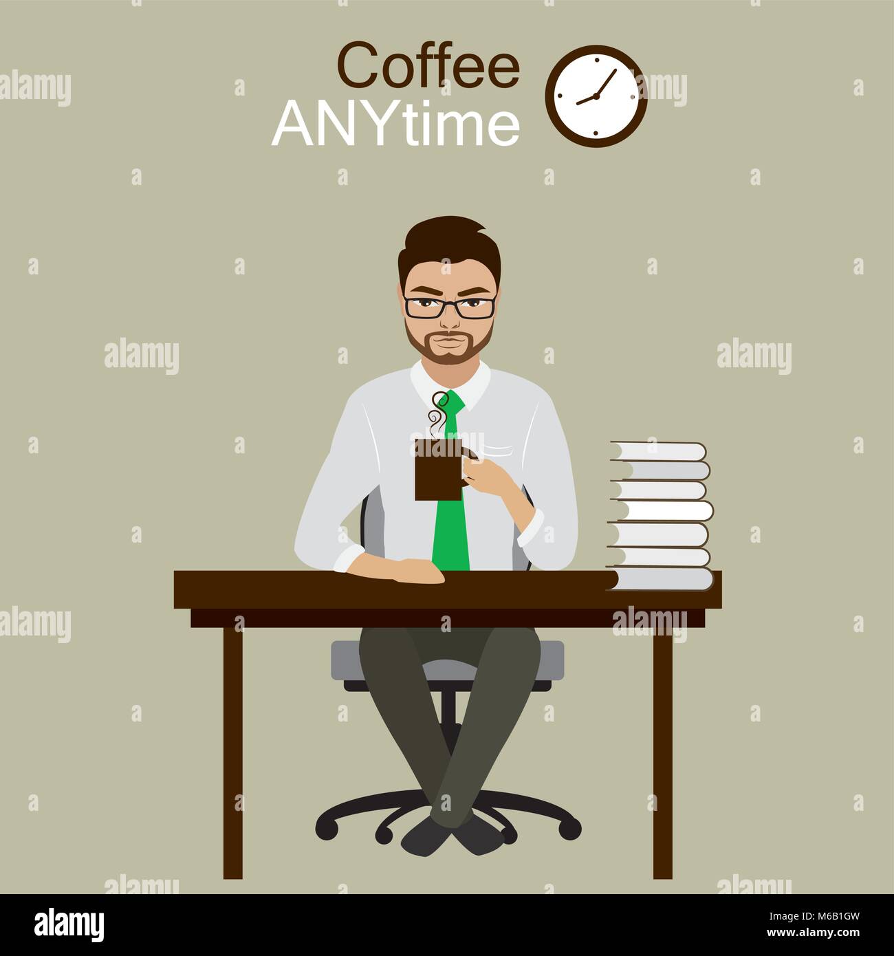 Businessman  on coffee break, stock vector illustration Stock Vector