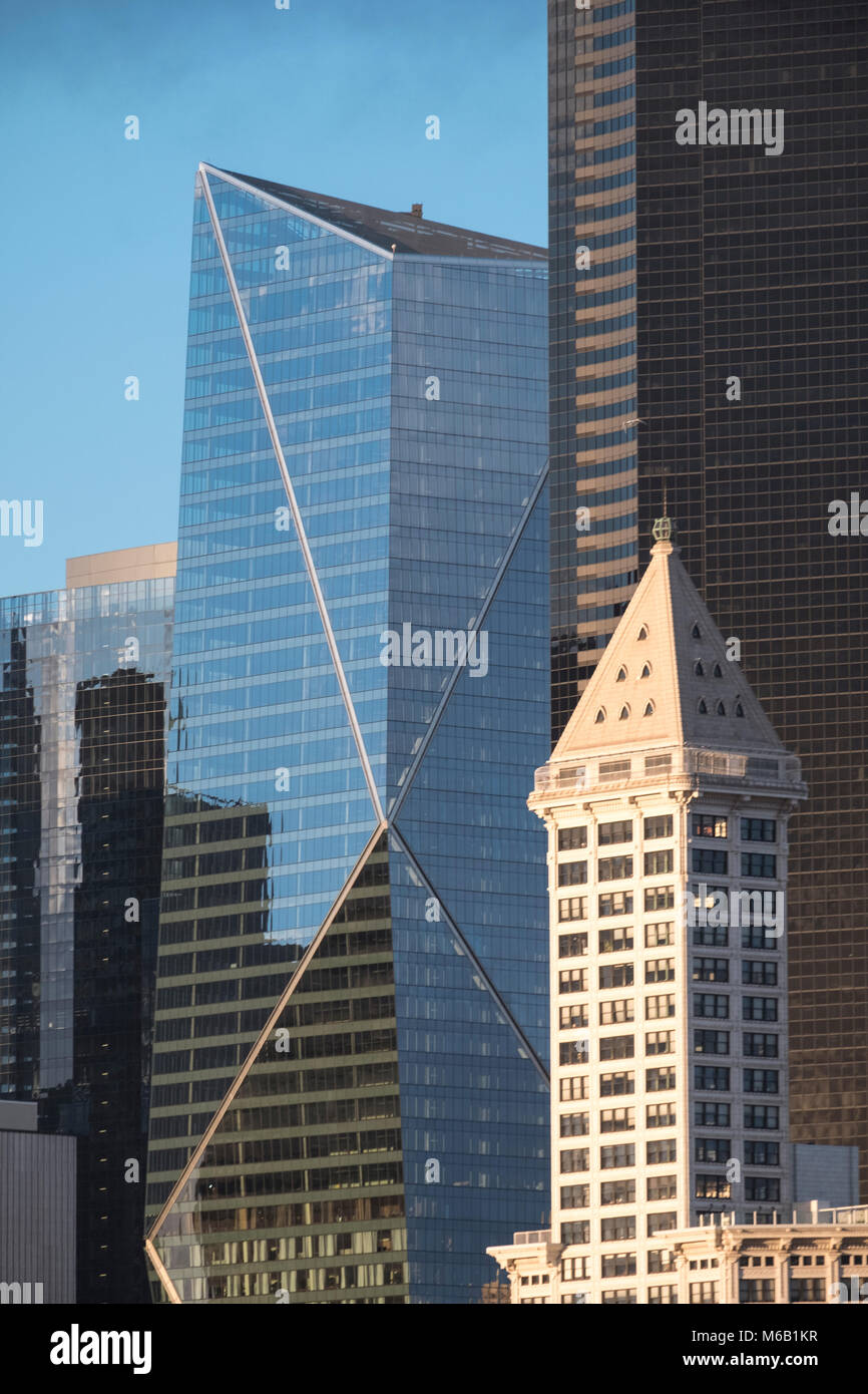 Smith Tower, Columbia Center, The Mark, downtown, Seattle, Washington, USA Stock Photo