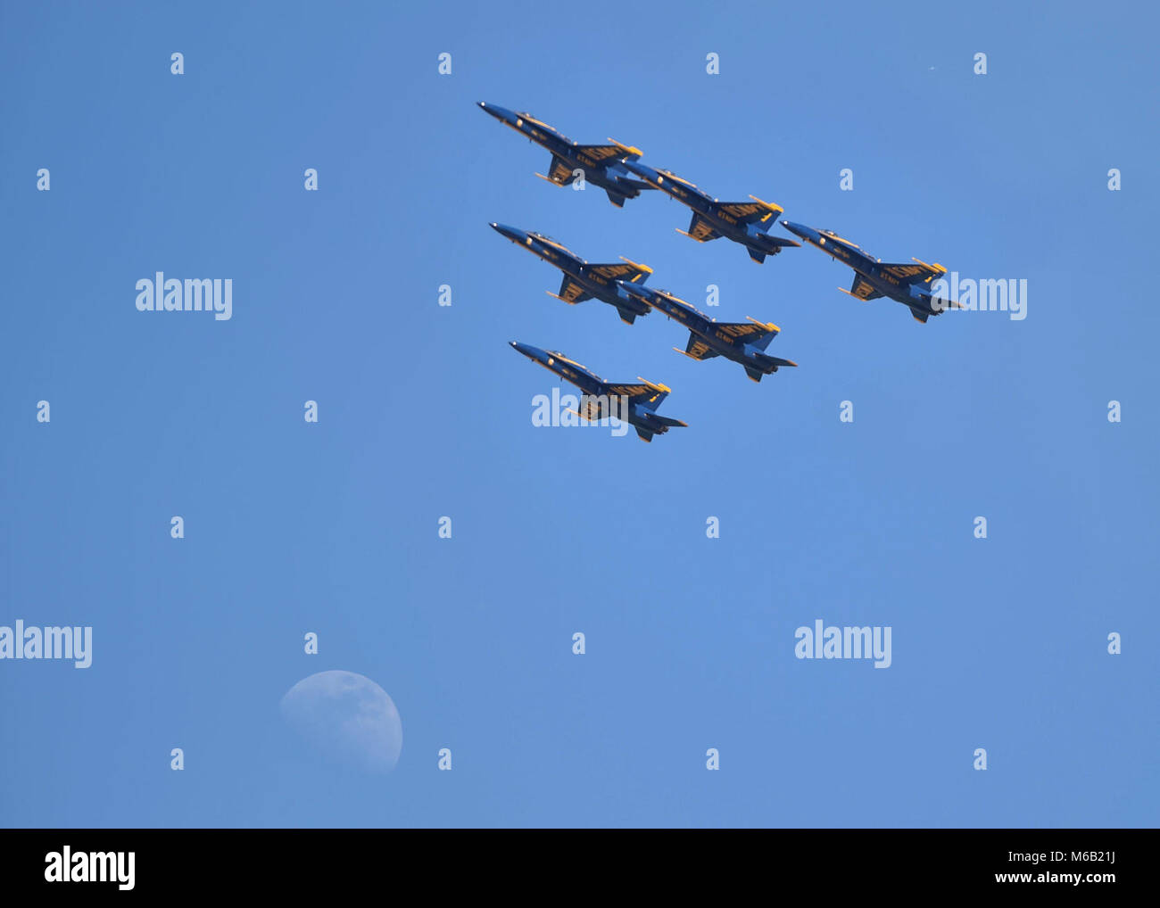 EL CENTRO, Calif. (Feb. 24, 2018) The Blue Angels fly in their signature Delta formation during a practice demonstration. The Blue Angels are scheduled to perform more than 60 demonstrations at more than 30 locations across the U.S. in 2018. (U.S. Navy Stock Photo