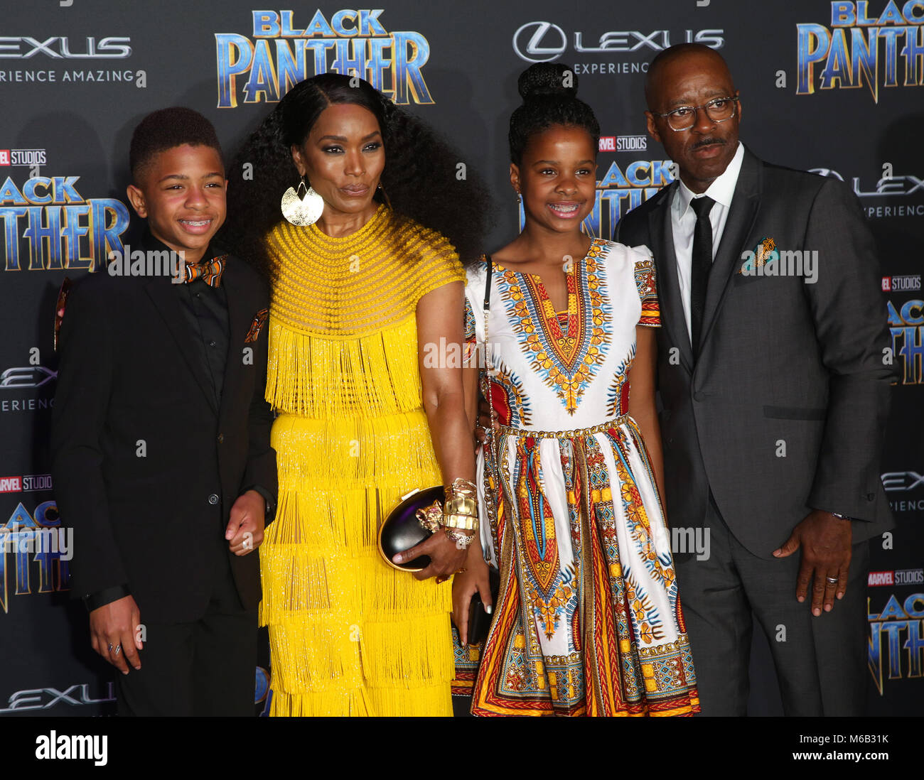 Celebrities attend  World Premiere of Marvel Studios Black Panther at Dolby Theatre.  Featuring: Slater Vance, Angela Bassett, Bronwyn Vance, Courtney B. Vance Where: Los Angeles, California, United States When: 30 Jan 2018 Credit: Brian To/WENN.com Stock Photo