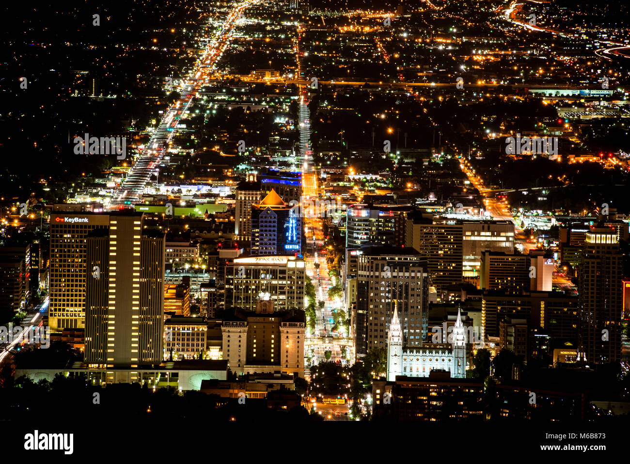 Night Picture of Downtown Salt Lake City Stock Photo