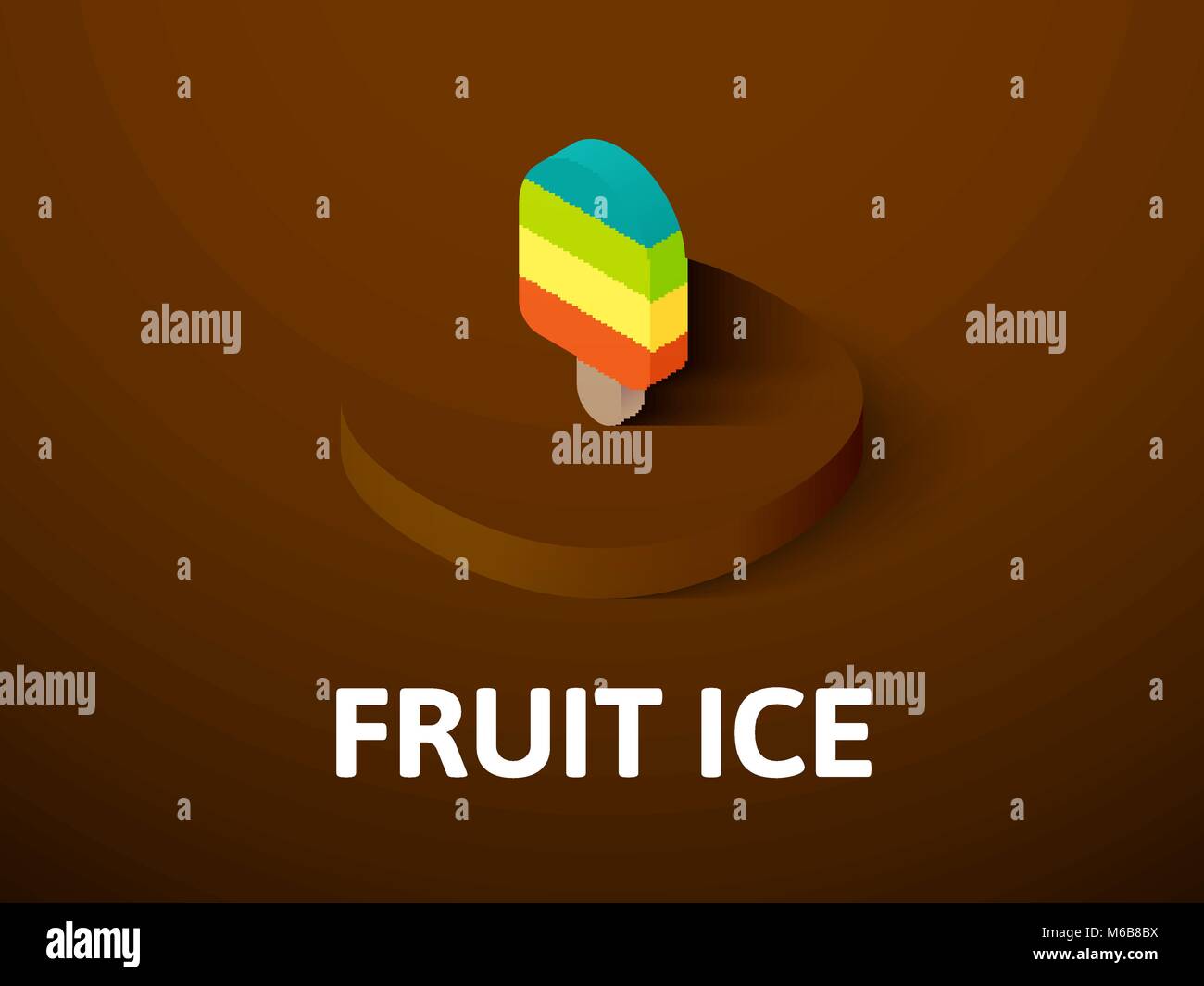Fruit ice isometric icon, isolated on color background Stock Vector