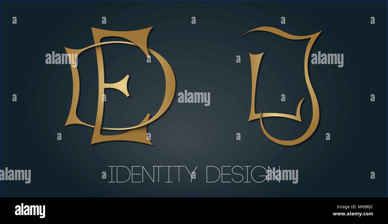 Lj Lettering Set of monograms with golden letters DE and LJ for logotype design and ...