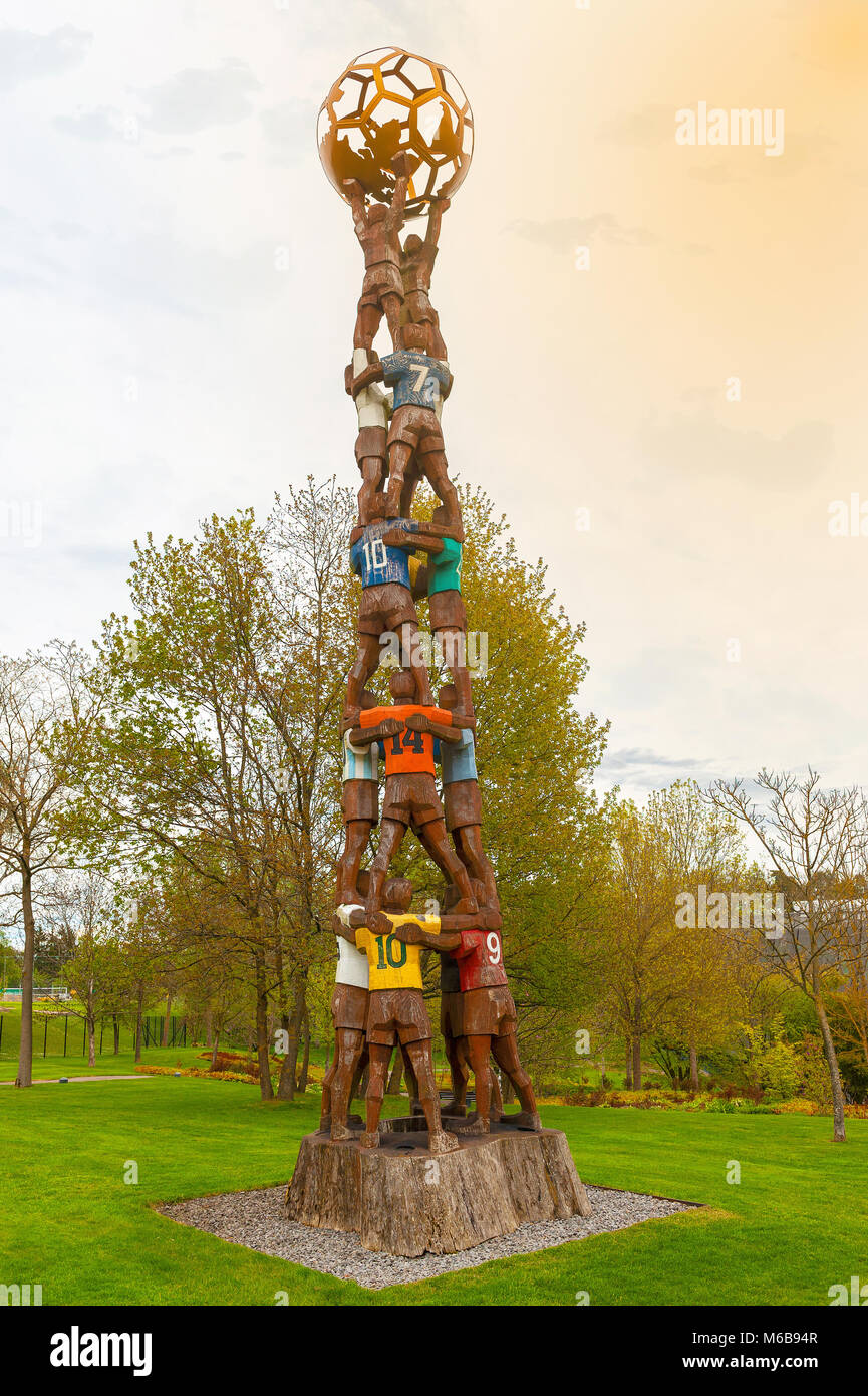 Art composition in the park. Visiting official FIFA headquarters in Zurich Stock Photo