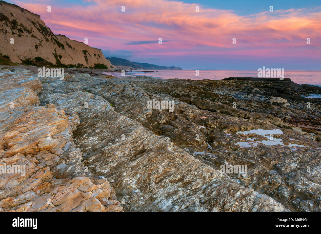 Dusk, Sculptured Beach, Point Reyes National Seashore, Marin County, California Stock Photo