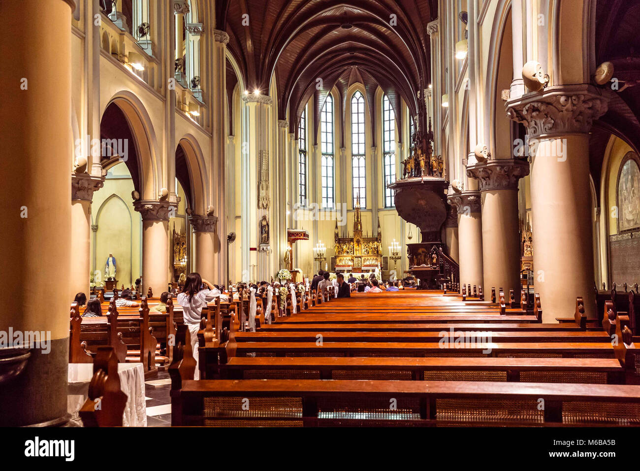 Interior St. Mary of the Assumption Cathedral, Jakarta, Java, In Stock Photo