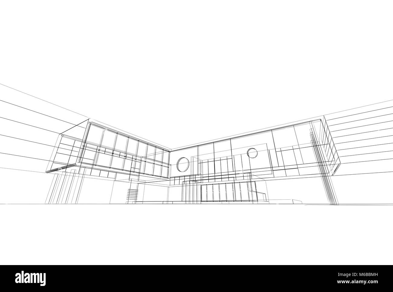 Architecture blueprint 3d rendering Stock Photo - Alamy