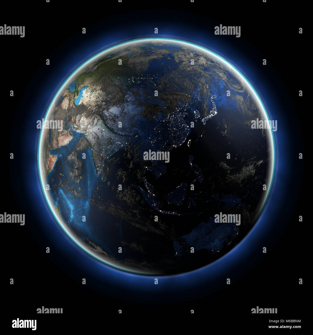 Asia 3d rendering planet Stock Photo