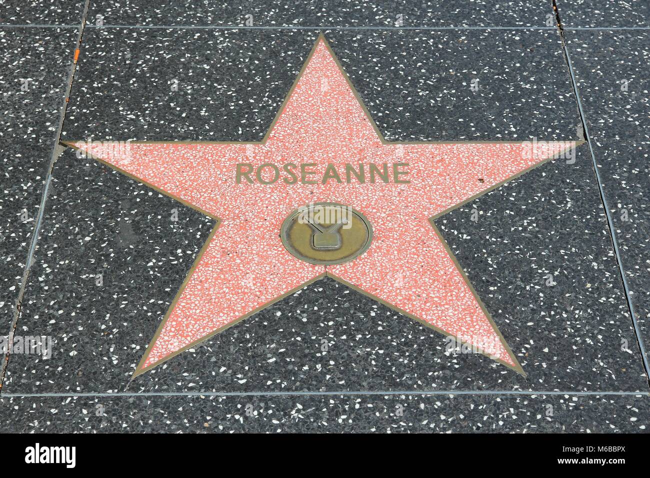 LOS ANGELES, USA - APRIL 5, 2014: Roseanne star at famous Walk of Fame in Hollywood. Hollywood Walk of Fame features more than 2,500 stars with inscri Stock Photo