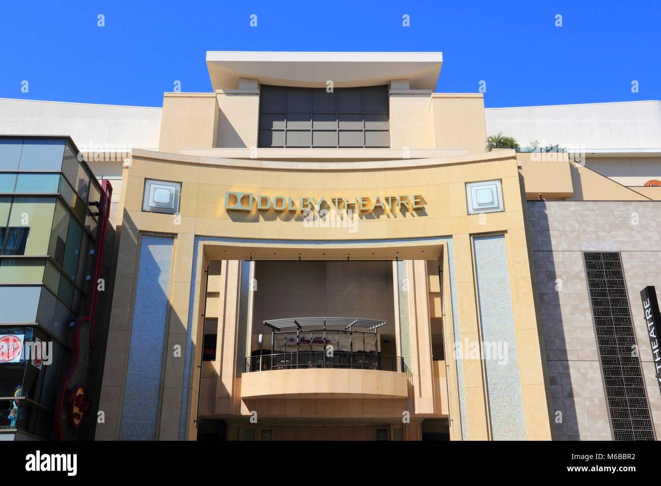 LOS ANGELES, USA - APRIL 5, 2014: Dolby Theatre in Hollywood. Formerly known as Kodak Theatre, it is the home of Academy Awards ceremonies. Stock Photo