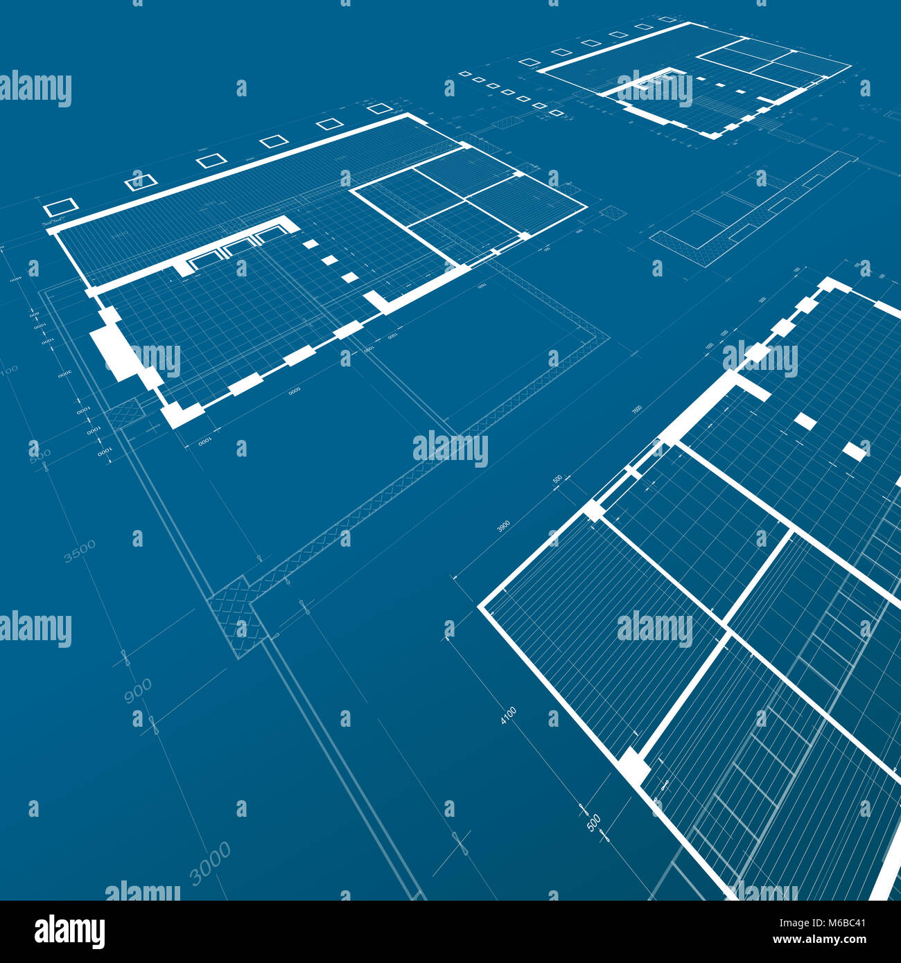 Blueprint 3d rendering construction Stock Photo