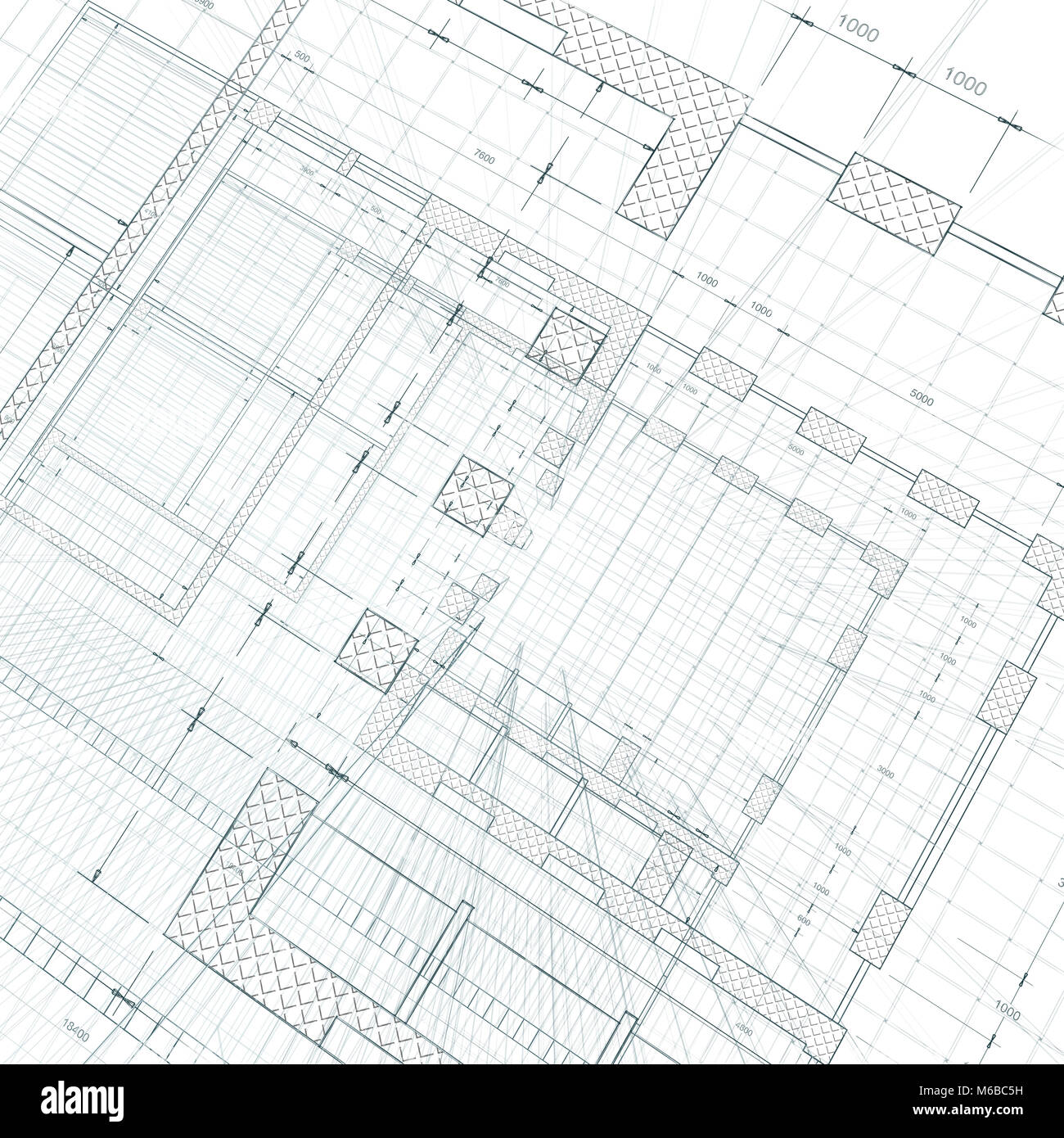 Architecture blueprint 3d rendering Stock Photo Alamy