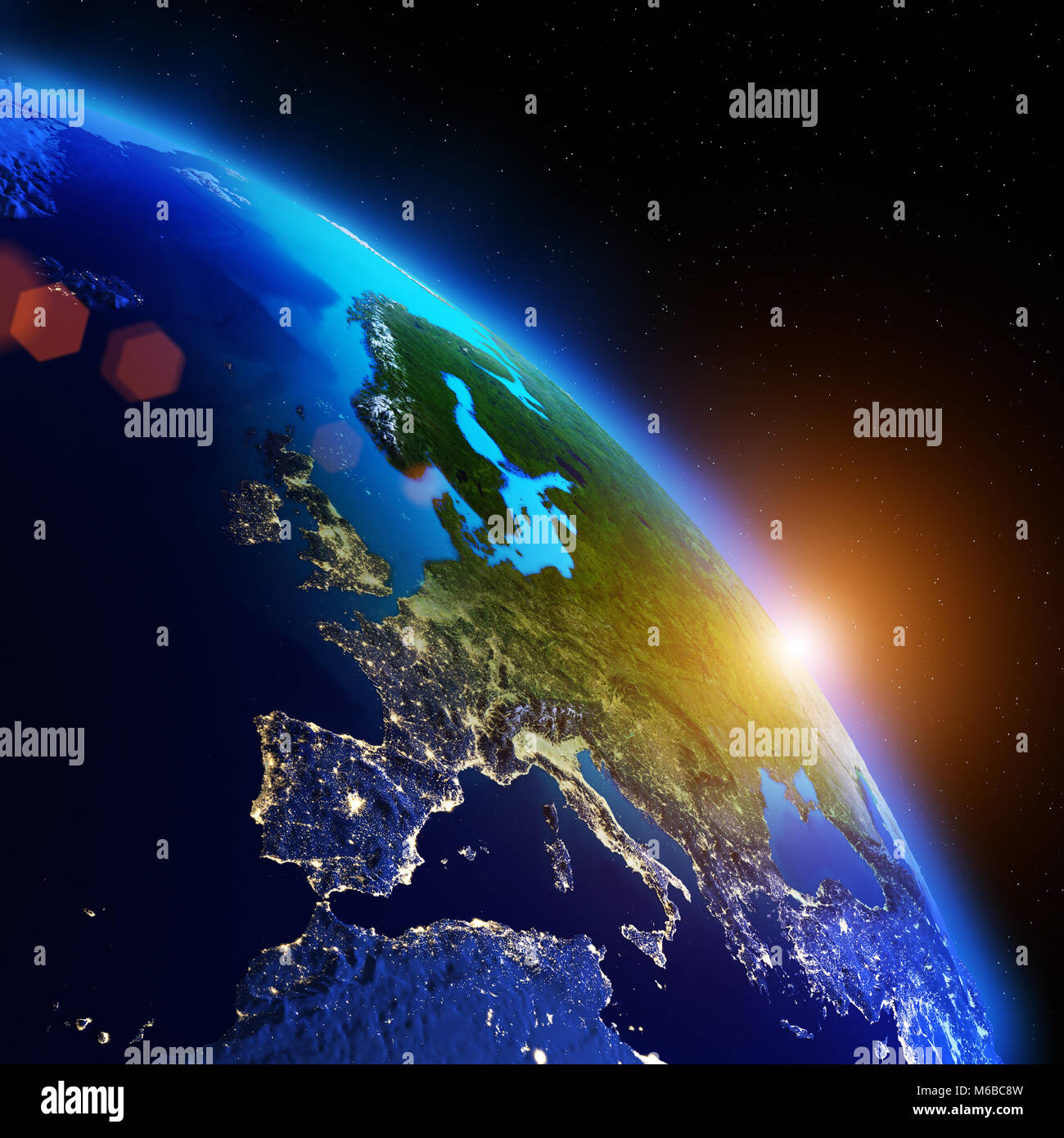 World geography 3d rendering planet Stock Photo