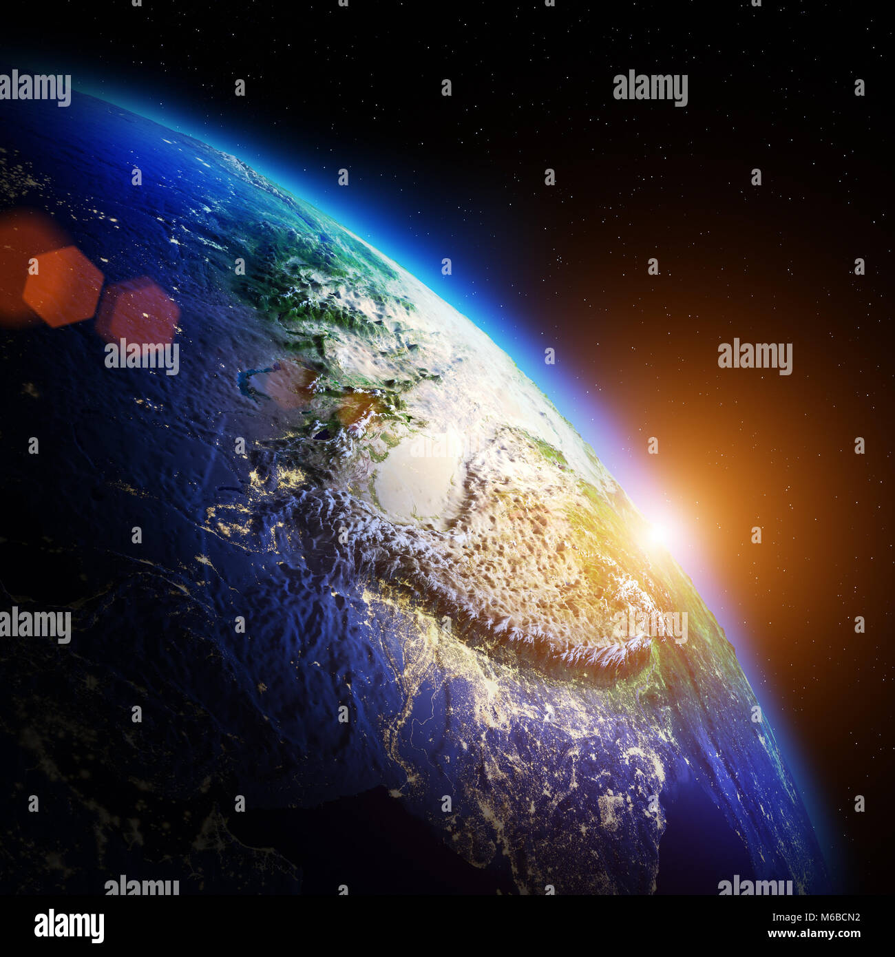Planet night map 3d rendering Stock Photo