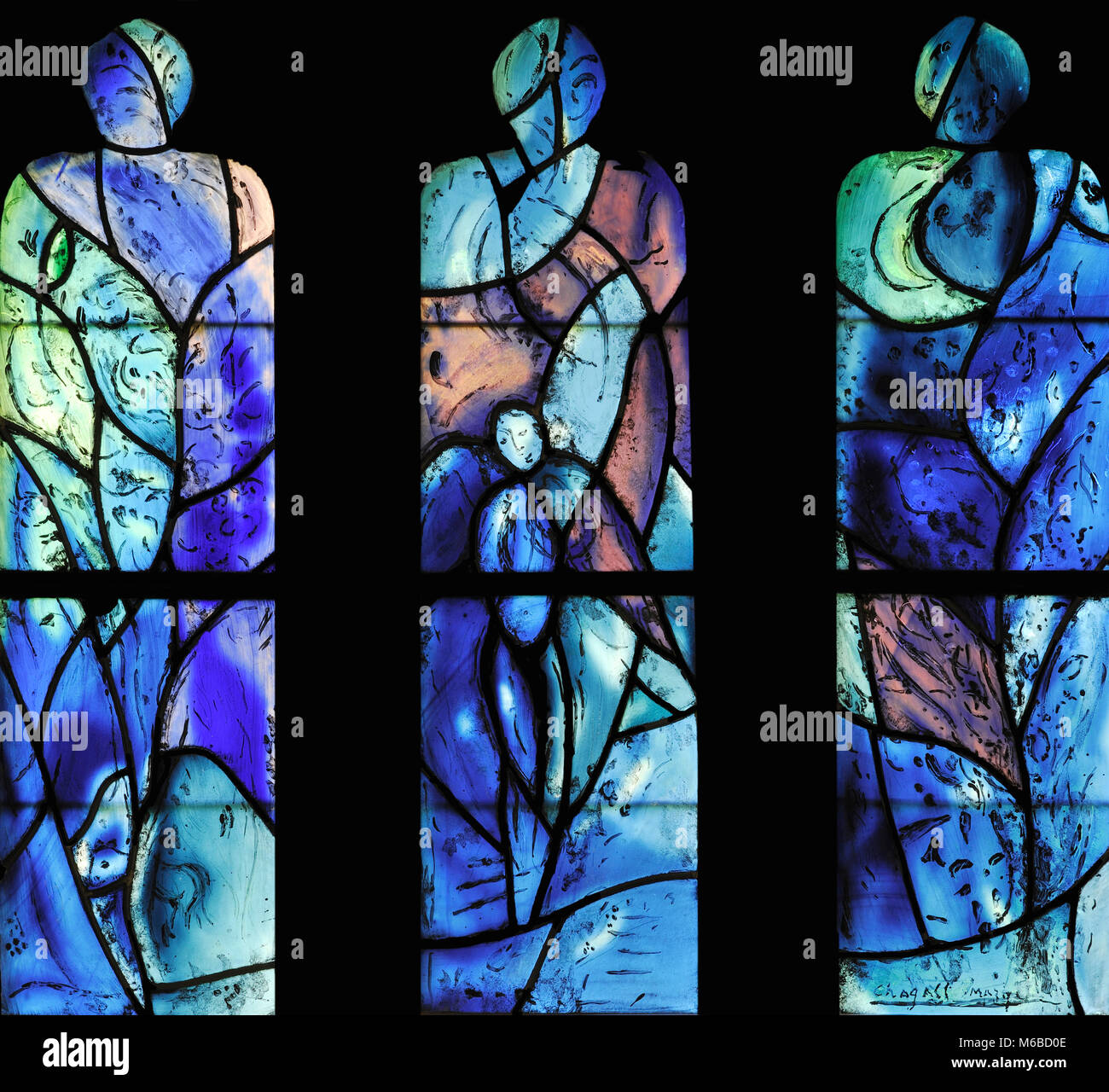 Creation (third of five windows depicting the creation of life) by Marc Chagall, Tudeley Church, Kent, England Stock Photo