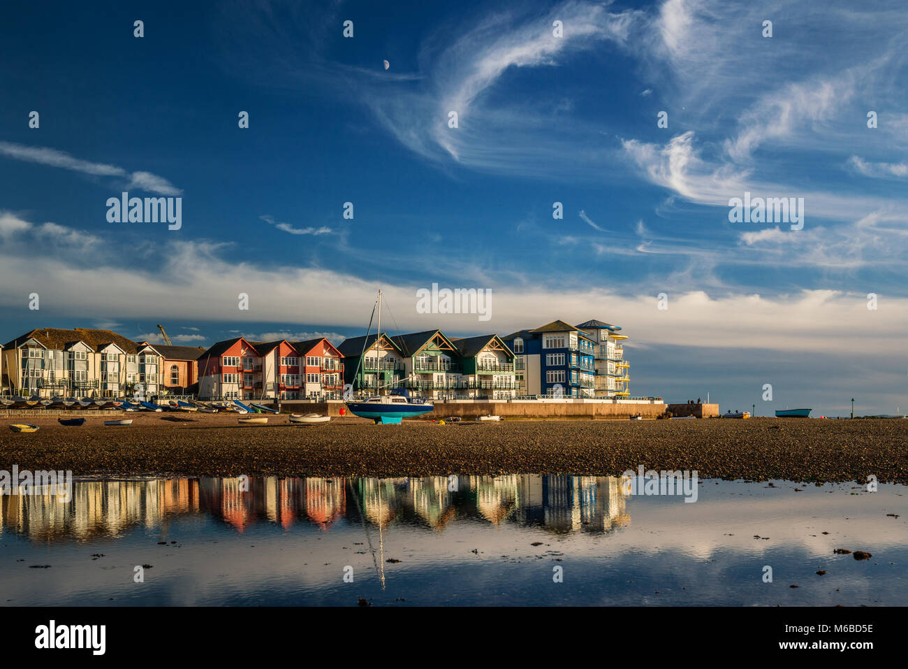 Evening refections at The Gut Exmouth East Devon Stock Photo