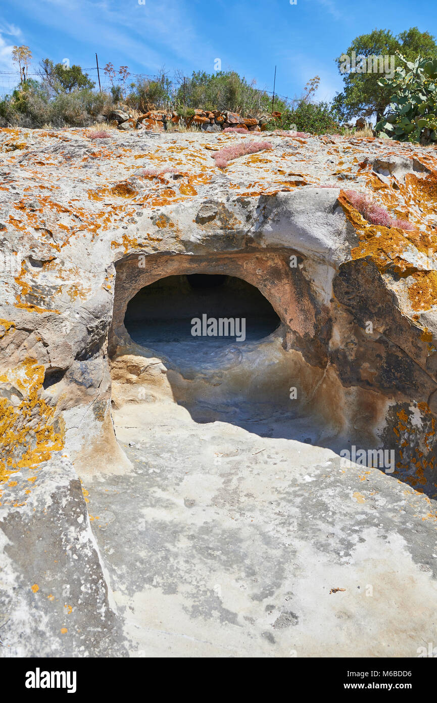 Pictures of Copper age Domus de Janas Sas Concas prehistoric chambered rock burial chambers
