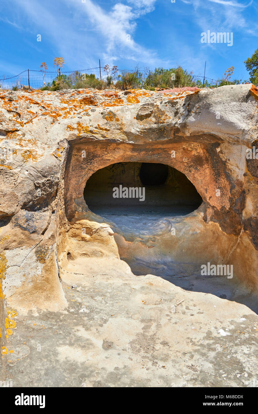 Pictures of Copper age Domus de Janas Sas Concas prehistoric chambered rock burial chambers