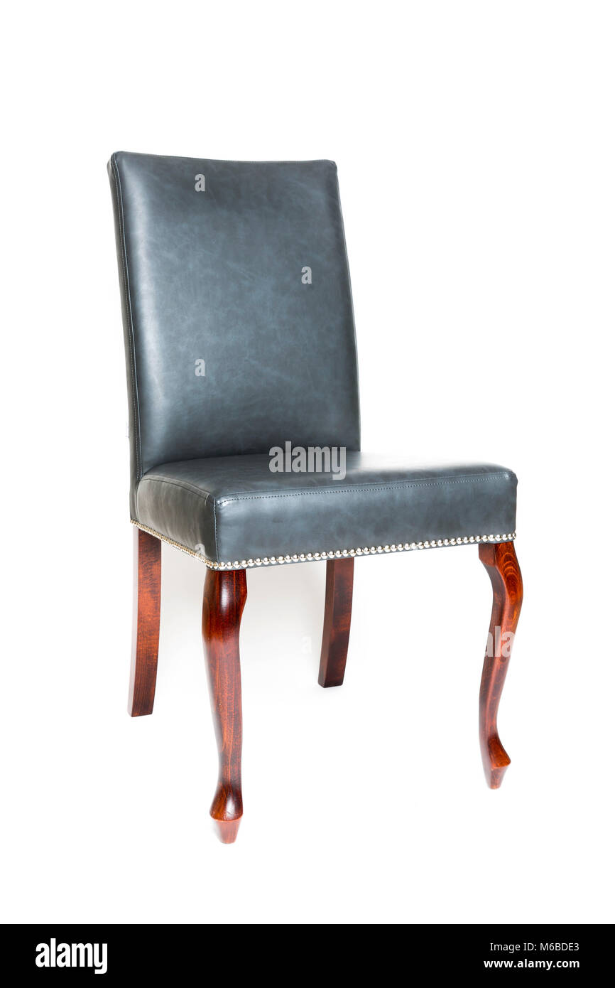 Black leather chair isolated on white background Stock Photo - Alamy