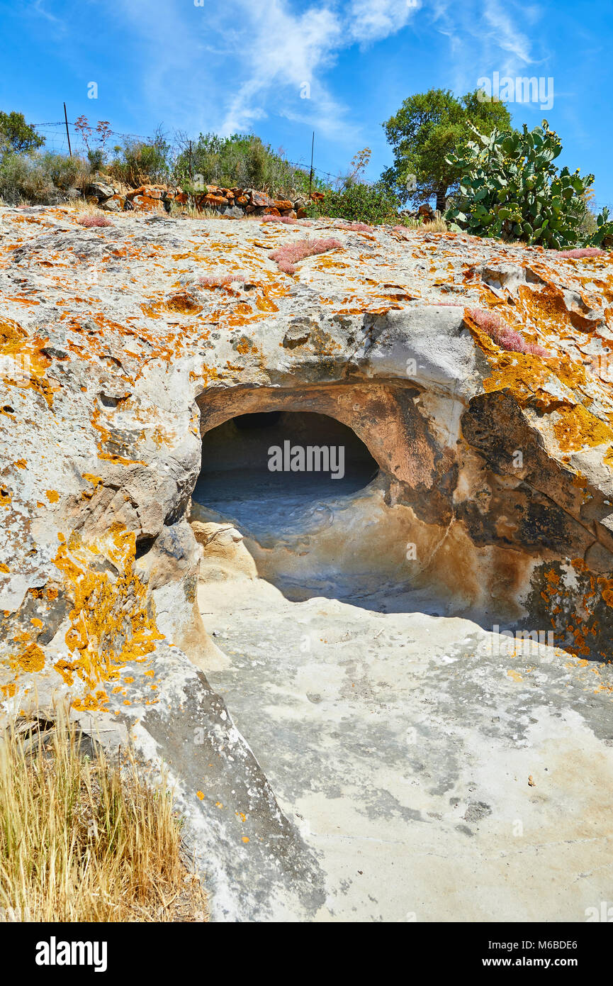 Pictures of Copper age Domus de Janas Sas Concas prehistoric chambered rock burial chambers