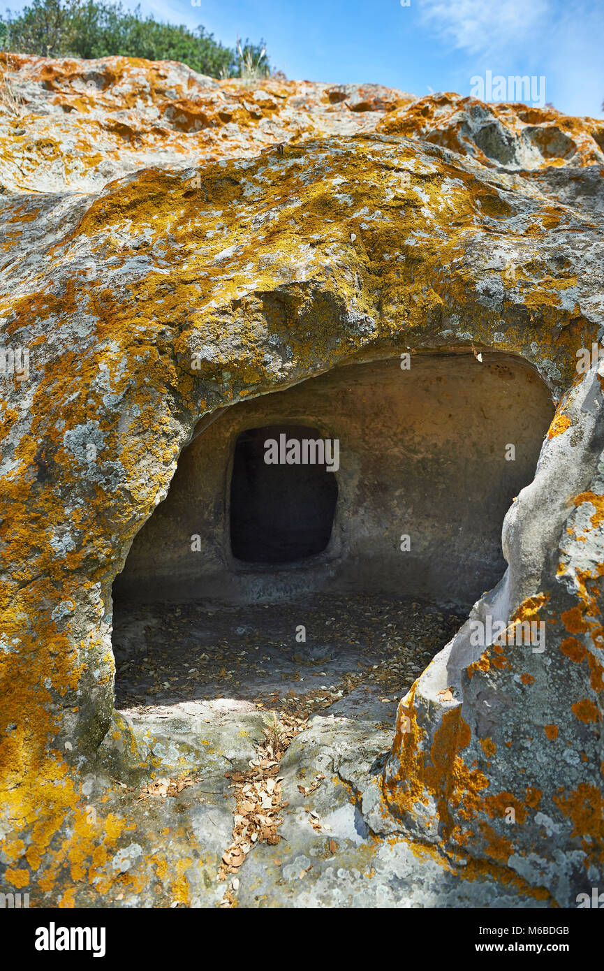 Pictures of Copper age Domus de Janas Sas Concas prehistoric chambered rock burial chambers