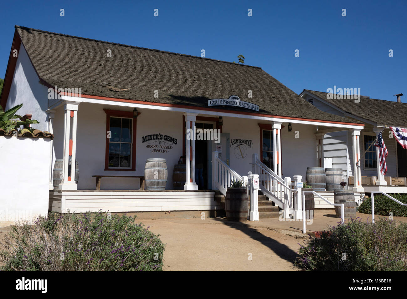 Old San Diego town historic area with traditional Mexican buildings, shops and lifestyle Stock