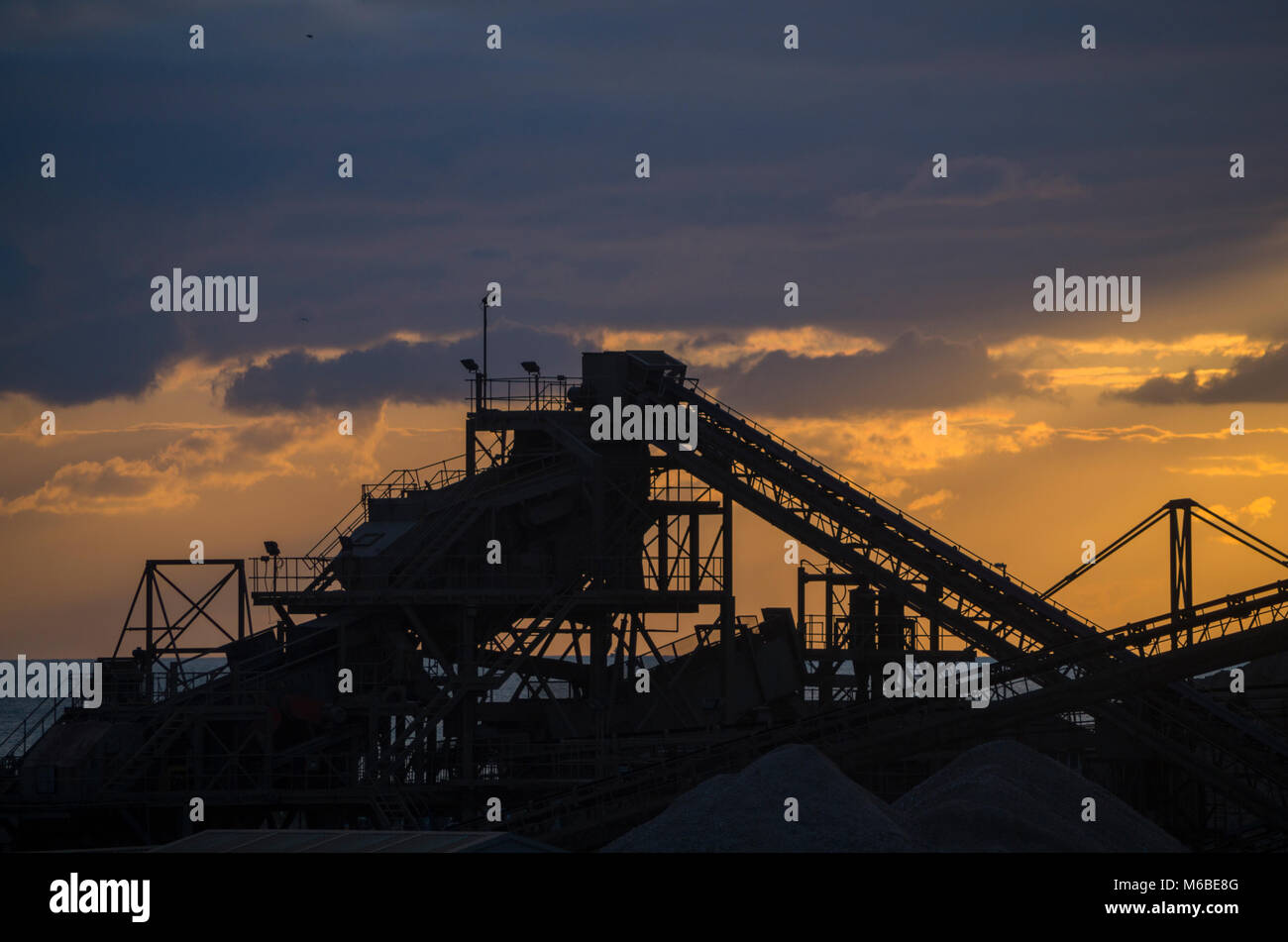 Industrial gravel plant, Shoreham Port, West Sussex UK. Stock Photo