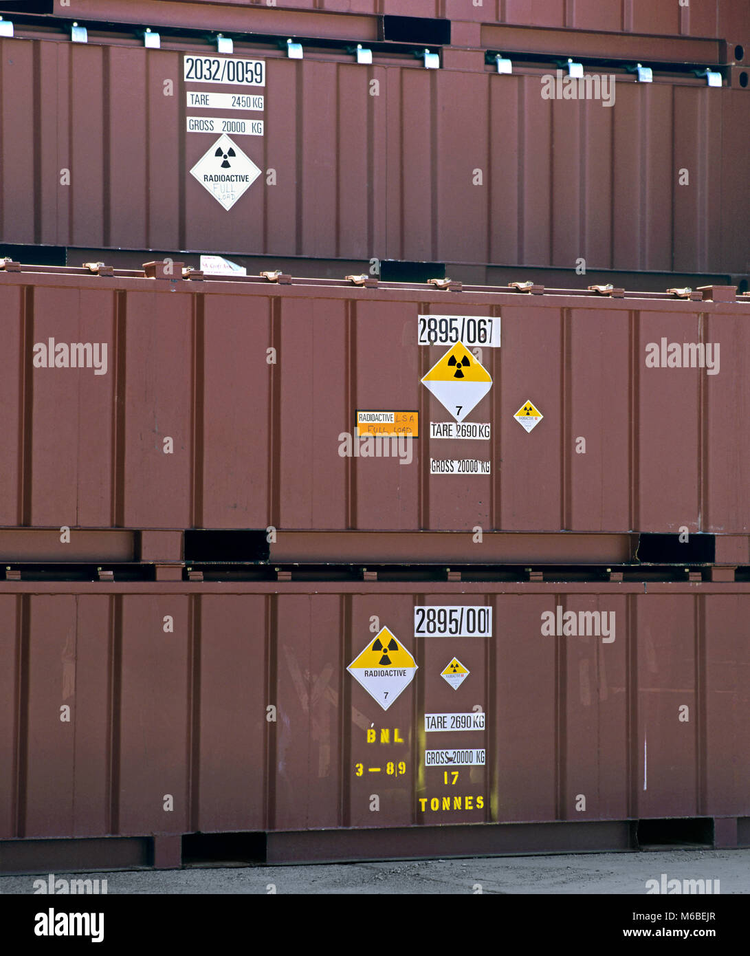 Containers of lowlevel radioactive waste stacked in Vault 8 at the Low