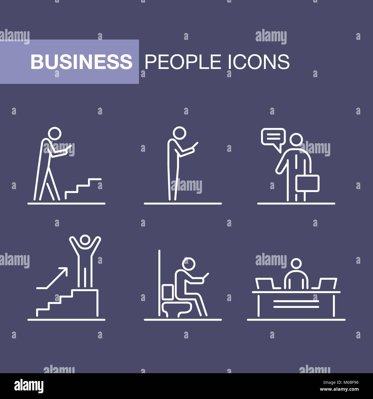 Business people icons set simple line flat illustration Stock Vector ...