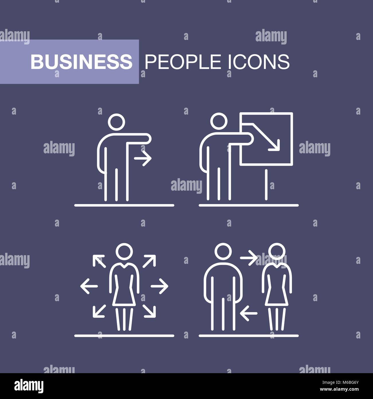 Business people icons set simple line flat illustration Stock Vector ...