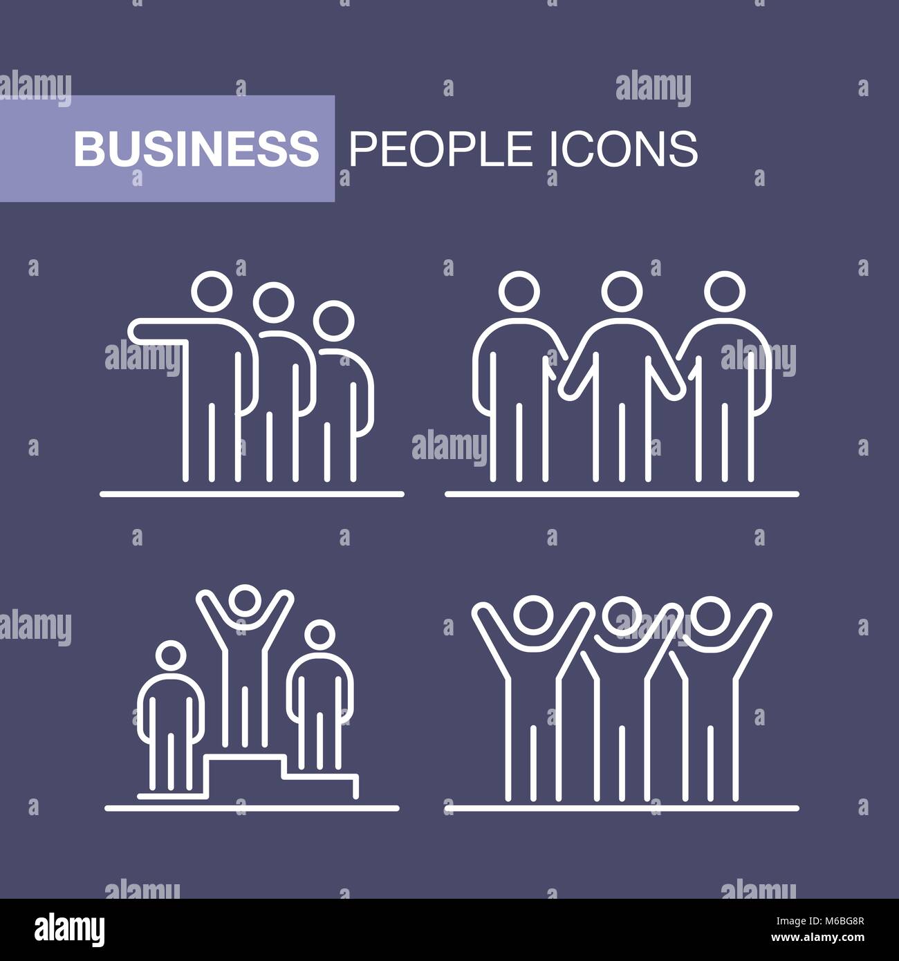 Business people icons set simple line flat illustration Stock Vector ...