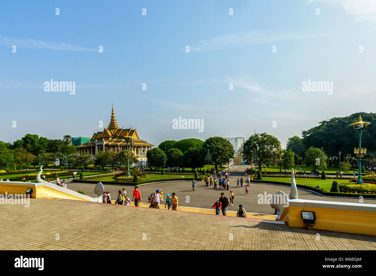 Phnom Penh tourist attraction and famouse landmark - Royal Palace complex, Cambodia Stock Photo