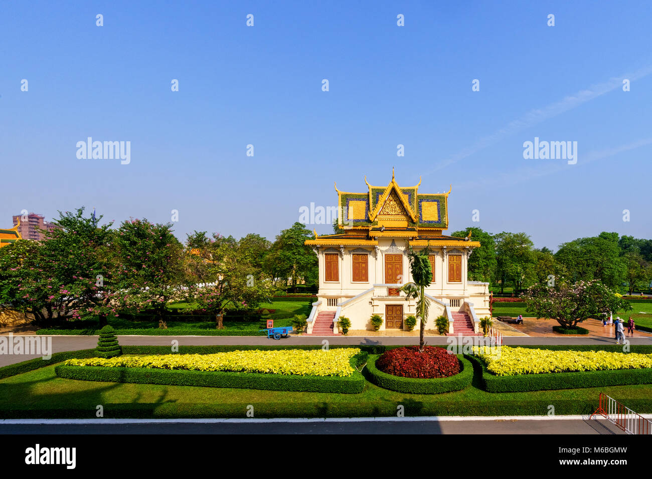 Phnom Penh tourist attraction and famouse landmark - Royal Palace complex, Cambodia Stock Photo