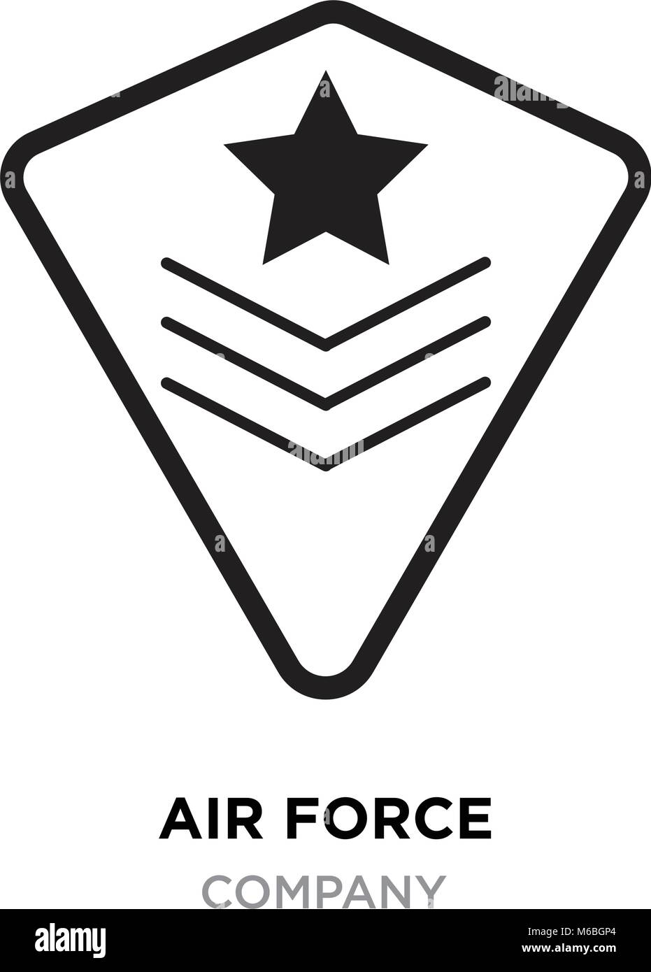 air force logo images, linear Military emblem icon image with stars, vector illustration design Stock Vector
